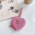 Heart Pattern Plaid Print                  Apple Airpods Pro Wallet Chain Cover 7