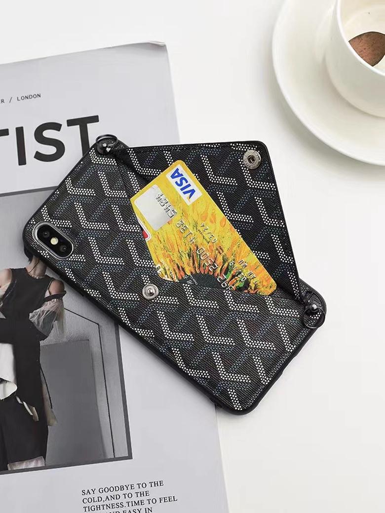 Pairs Goyard Envelope Wallet Clutch Back Cover Crossbody Bag for iPhone 11 Pro 8 3