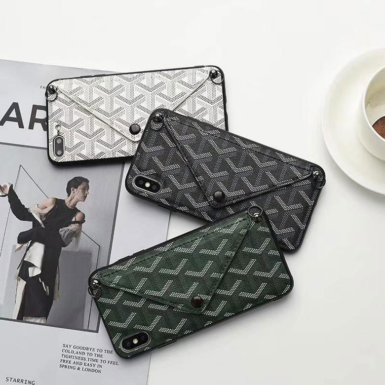 Pairs Goyard Envelope Wallet Clutch Back Cover Crossbody Bag for iPhone 11 Pro 8 4