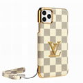 Plating LV Leather Back Cover Wristband Bracelet Louis Vuitton Shell for iPhone 