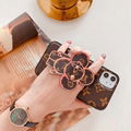 LV Sun Flower Print Wristband Bracelet Plating Leather Case for iPhone 11 Pro XS