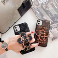 LV Sun Flower Print Wristband Bracelet Plating Leather Case for iPhone 11 Pro XS