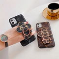     un Flower Print Wristband Bracelet Plating Leather Case for iPhone 11 Pro XS 1