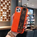 Flower Print     ristband Bracelet Leather Back Case Gloss Rope for iPhone 11 8 8