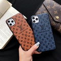 Luxury Flower Print Louis Vuitton Vintage Leather Back Cover Retro LV Phone Case