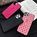 Luxury Flower Print Louis Vuitton Vintage Leather Back Cover Retro LV Phone Case