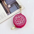 Flower Print Vintage Leather Zipper Storage Bag Cosmetic Makeup Mirror Pouch