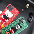 Luxury Designer 3D Cartoon KAWS Goyard Leather Back Cover Pairs Phone Shell