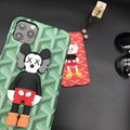 Luxury Designer 3D Cartoon KAWS Goyard Leather Back Cover Pairs Phone Shell