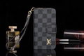 Louis Vuitton Plaid Print Folio Vintage Leather Wallet Case Wristband LV Shell