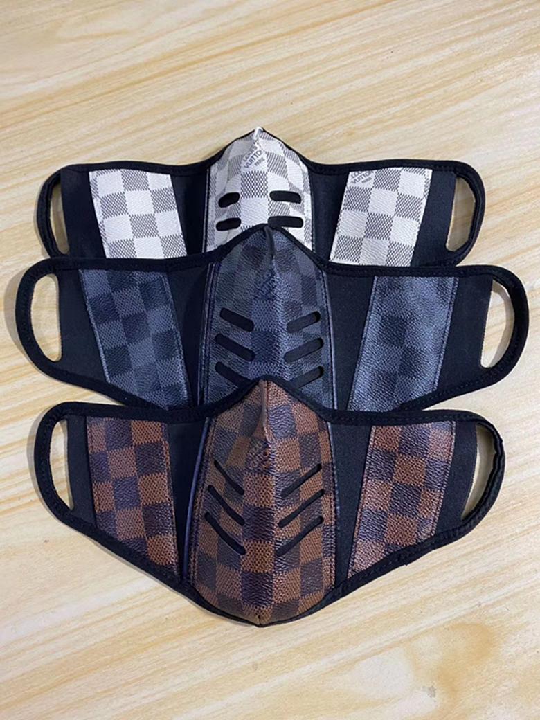 Luxury Designer Retro               Leather Mask     heckerboard     laid Mask 3