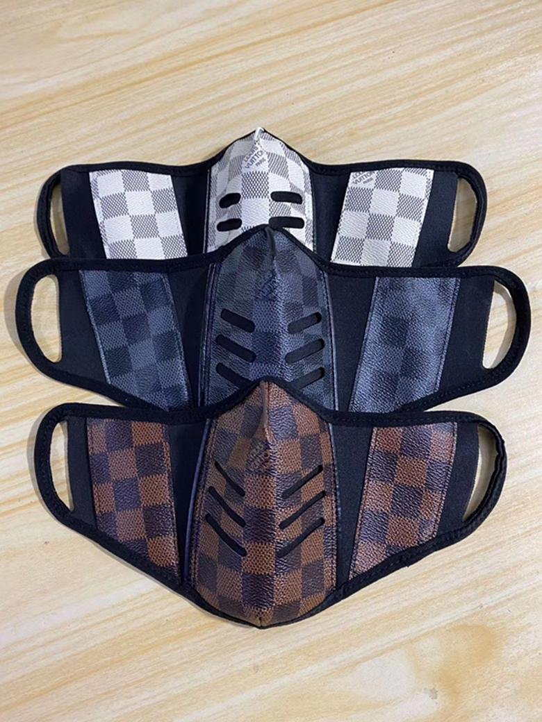 Luxury Designer Retro Louis Vuitton Leather Mask LV Checkerboard LV