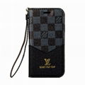 Louis Vuitton Flip Leather Wallet Case Wristband Bracelet LV Plaid Print Purse