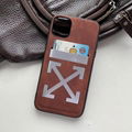 Vintage Off White Leather Wallet Back Cover Card Slot Phone Case Luxury Designer