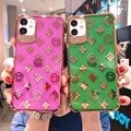 Luxury Designer Plating Clear Soft Back Cover Pairs Flower Print LV Phone Shell