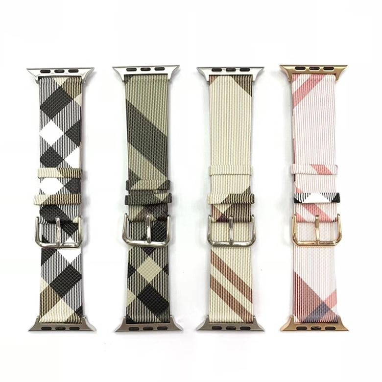 Luxury Designer Plaid Print Leather Wristband Stripe Print Pairs Wrist Strap 2