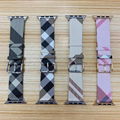 Luxury Designer Plaid Print Leather Wristband Stripe Print Pairs Wrist Strap 1