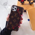 Plating Wristband Strap Louis Vuitton Leather Back Shell Paris LV Phone Case