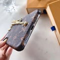 Plating Wristband Strap Louis Vuitton Leather Back Shell Paris LV Phone Case