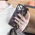 Plating Wristband Strap Louis Vuitton Leather Back Shell Paris LV Phone Case