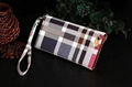 Luxury Designer Foldable Stripe Print Leather Wallet Case Wristband Bracelet