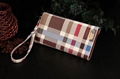 Luxury Designer Foldable Stripe Print Leather Wallet Case Wristband Bracelet