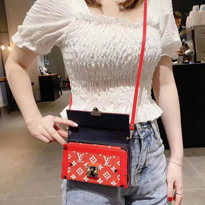 Retro Square               Foldable Leather Wallet Clutch Crossbody     hell 2