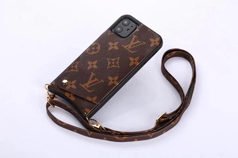               Monogram Leather Wristband Wallet Back Cover Lanyard     hone Case 2