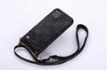 Louis Vuitton Monogram Leather Wristband Wallet Back Cover Lanyard LV Phone Case