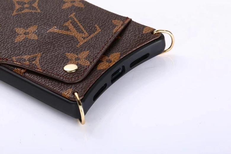               Monogram Leather Wristband Wallet Back Cover Lanyard     hone Case 5