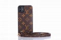 Louis Vuitton Monogram Leather Wristband Wallet Back Cover Lanyard LV Phone Case