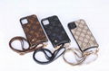 Louis Vuitton Monogram Leather Wristband Wallet Back Cover Lanyard LV Phone Case