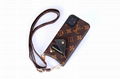 Louis Vuitton Monogram Leather Wristband Wallet Back Cover Lanyard LV Phone Case