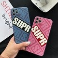 Luxury Designer Supr Leather Back Cover Paris Supreme Phone Shell for iPhone 11