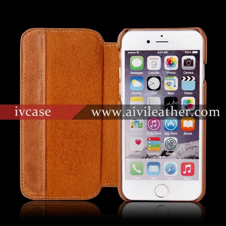 Deluxe 100% top layer cow leather case for iPhone  6/6s folio case