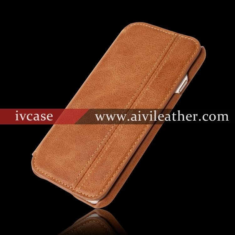 Deluxe 100% top layer cow leather case for iPhone  6/6s folio case 5