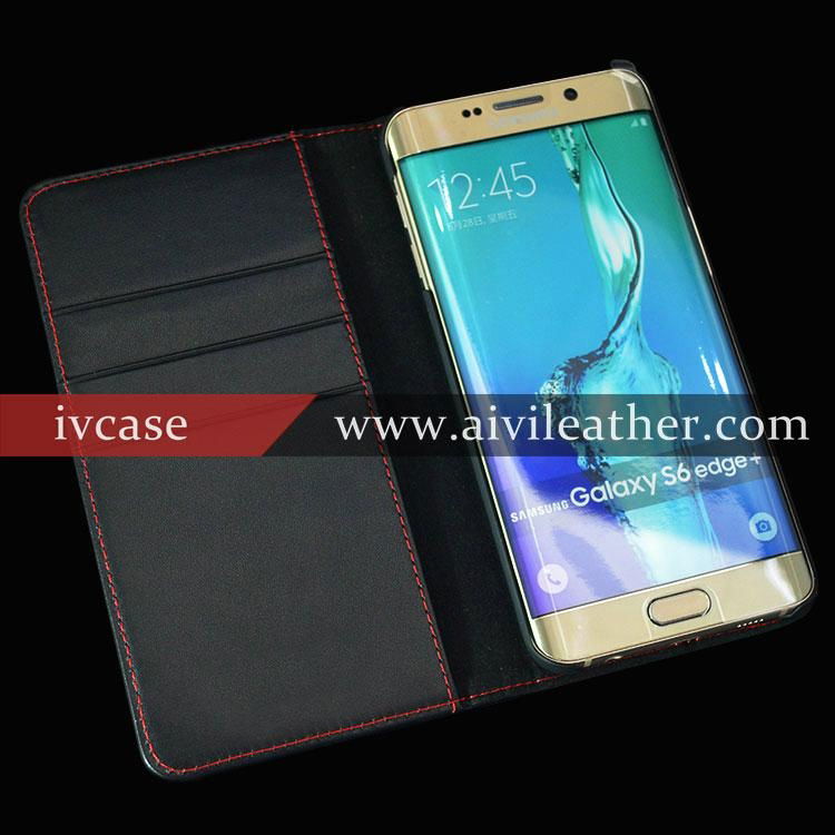 Premium leather wallet case for samsung galaxy s6 edge plus book stand case 4