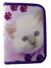 Printing Cute Kitty Purple Zipper Pencil