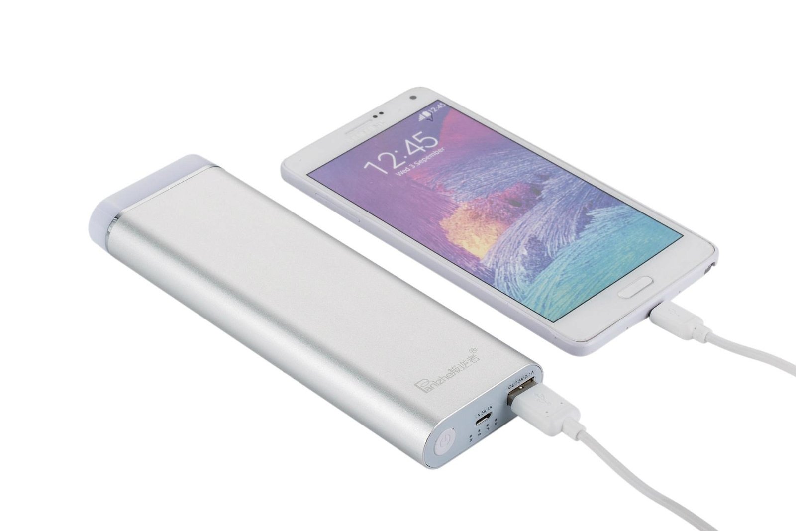 Multi-function Aluminum alloy mobile power bank with LED lamp
