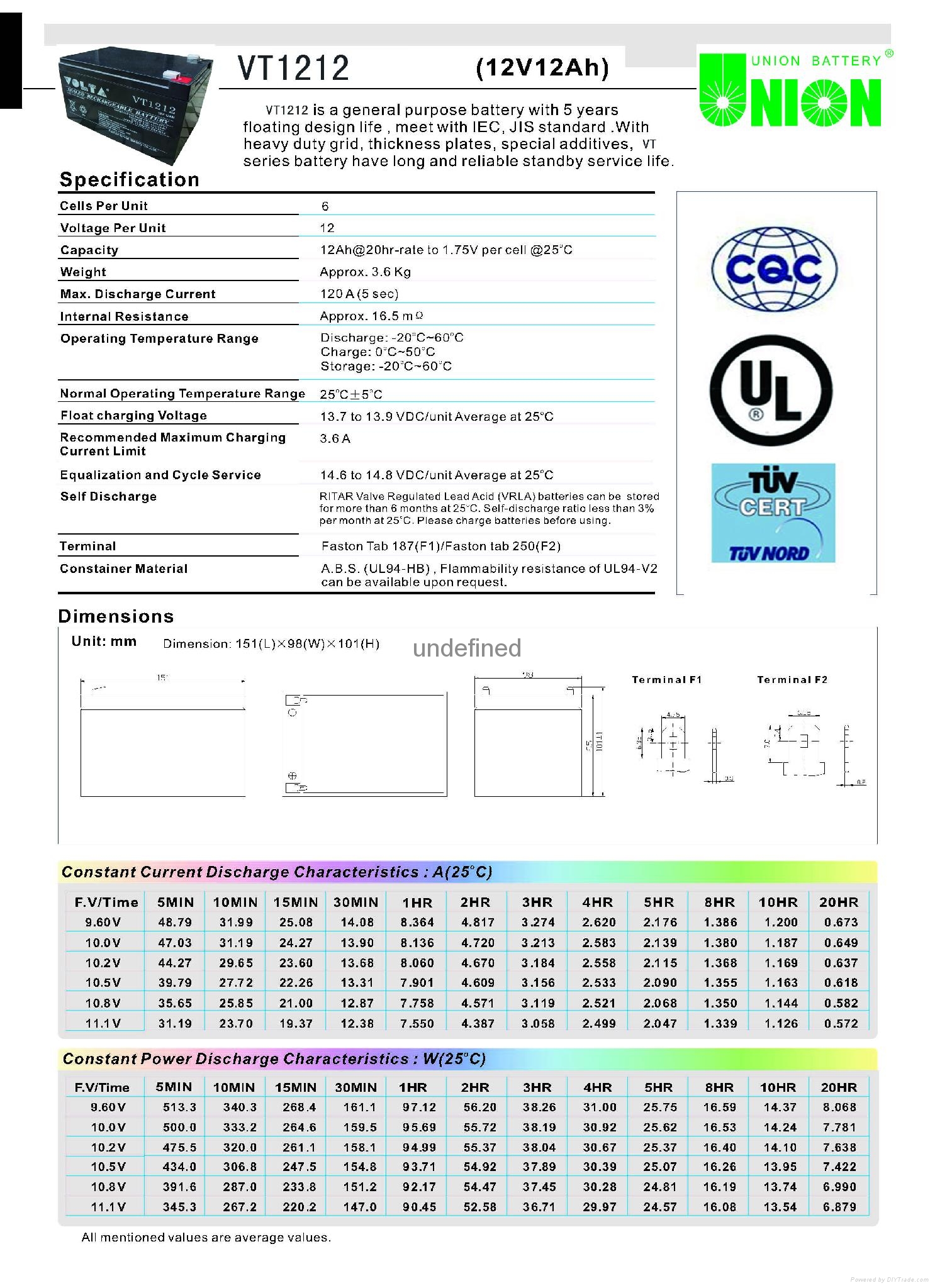 合资品牌VOLTA  电梯应急装置电池、消防门槛电池、UPS蓄电池(12V12AH) 4