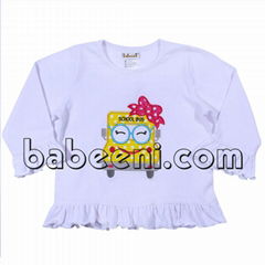 Cute school bus applique T-shirt for girls