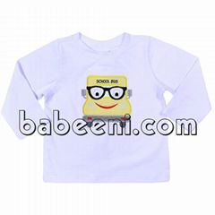 Nice school bus applique boy T-shirt