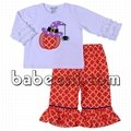Cute pumpkin and spider appliqued set for girl - BB698 