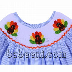 Adorable turkey hand smocked bishop dress - BB712