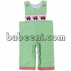 Pumkin truck hand smocked longall for boy - BB714