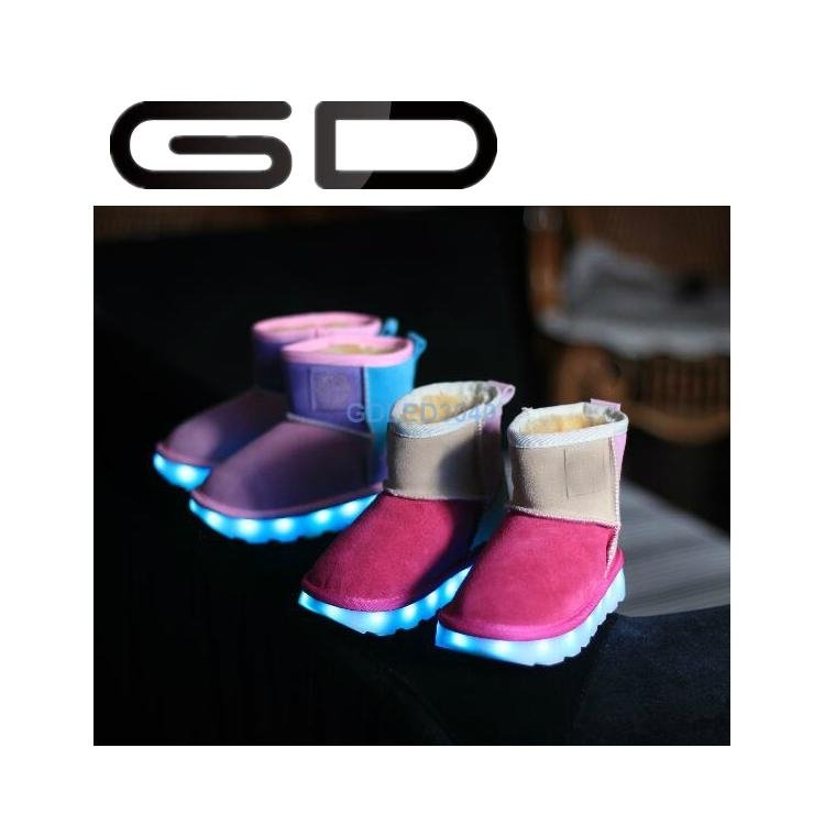 GD novelty LED flashing snow boot fashion warm winter shoes for kids
