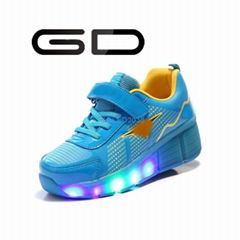 GD fashion concise roller shoes shiny LED light sneakers for children