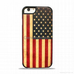 wood phone case solid phone protective cord back high quaility Iphone6/6P Flag