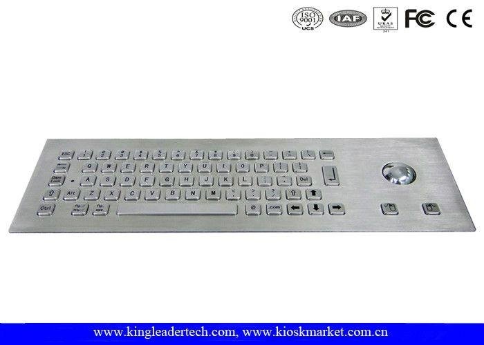 Water-proof 64 Stainless Steel Keys Metal Industrial Keyboard With Trackball