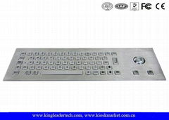 Water-proof 64 Stainless Steel Keys Metal Industrial Keyboard With Trackball